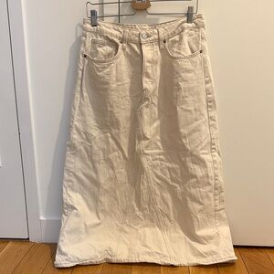 H&M Cream Midi Denim Skirt